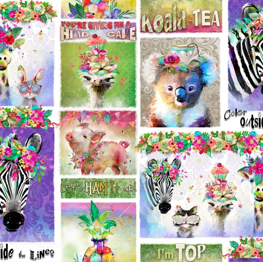 3 Wishes Fabrics-Party Animals In Boxs - 17320